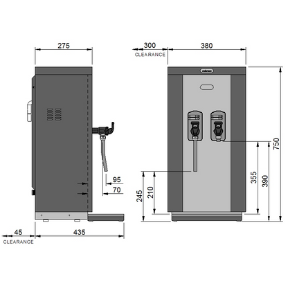 Calomax Kudos Dual Flow 22 Litre Table Top Water Boiler