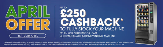 Get Up to £250 Cashback to Stock Your New Vending Machine