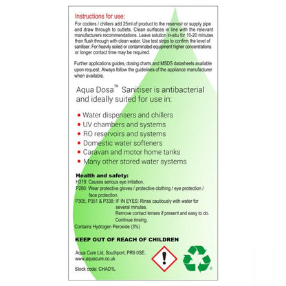 Aqua Dosa Sanitising Fluid 3% Hydrogen Peroxide 1 Litre Bottle Instructions