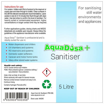 Aqua Dosa Plus Sanitising Fluid 6% Hydrogen Peroxide 5 Litre Drum Instructions