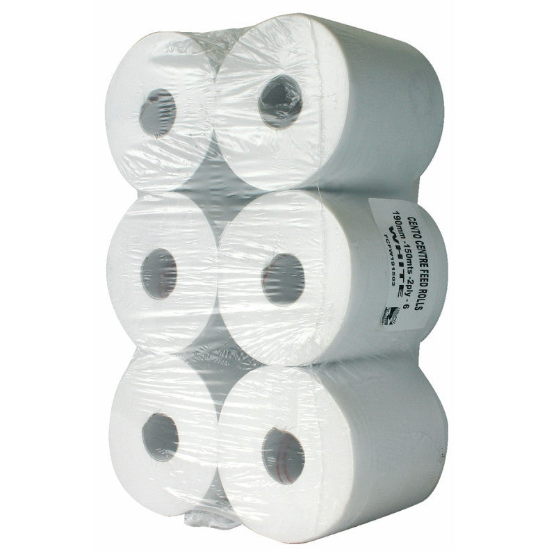 Centre Feed White Paper Roll -150m - 2 Ply