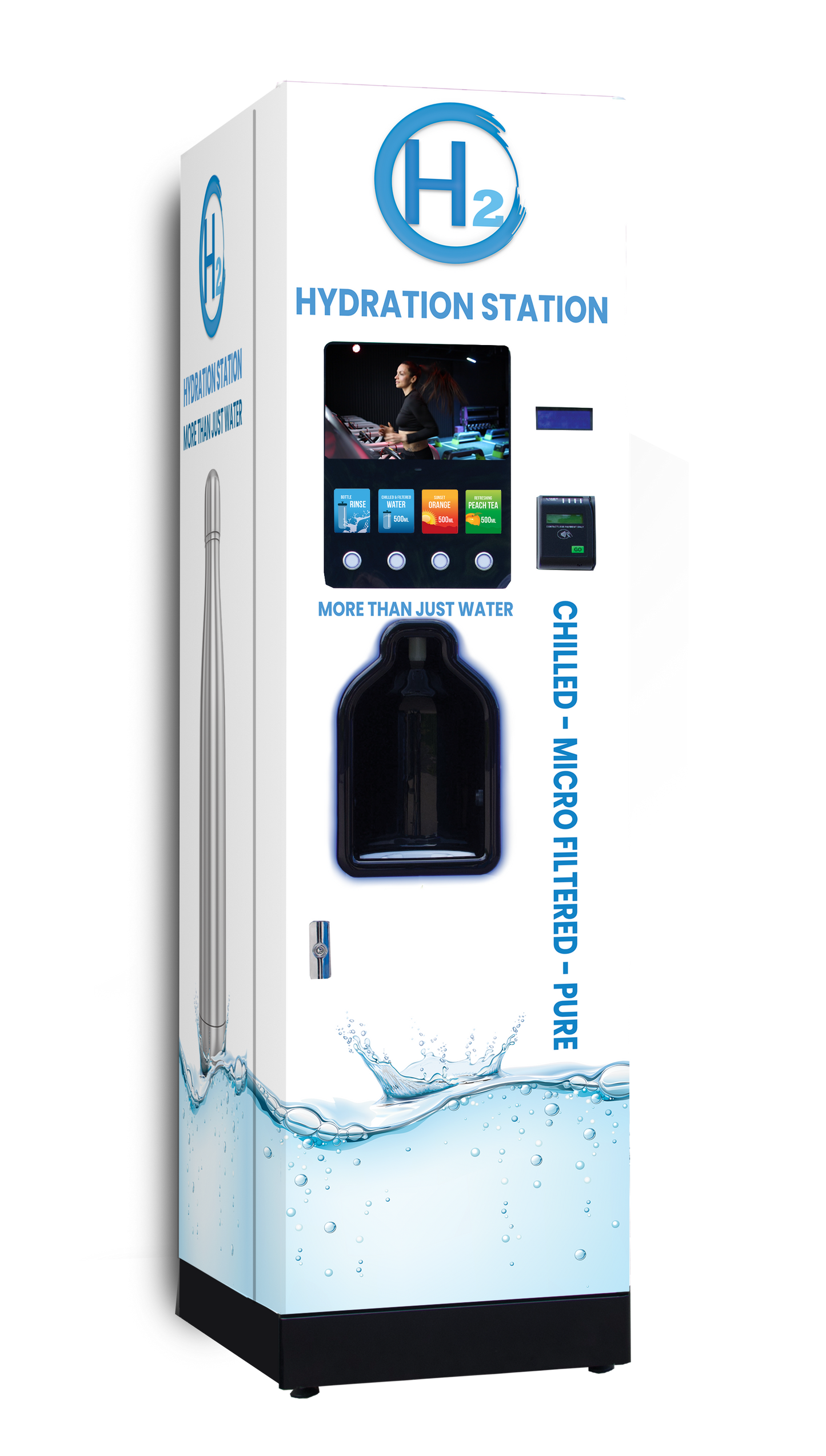H2o Hydration Station Contactless Bottle Filler With 12 inch Media Screen & Audio
