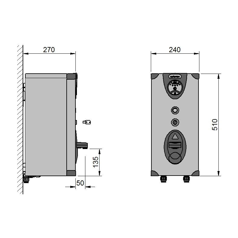 Calomax Eclipse 5 Litre Push Button Wall Mounted Water Boiler