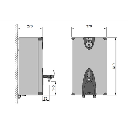 Calomax Eclipse 15 Litre Wall Mounted Water Boiler